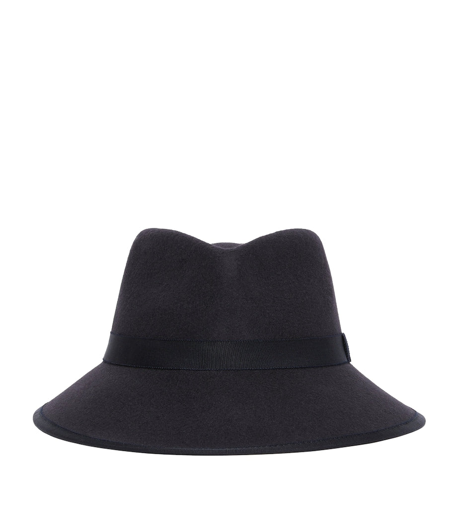 Max Mara wool felt trilby hat with grosgrain ribbon - British product