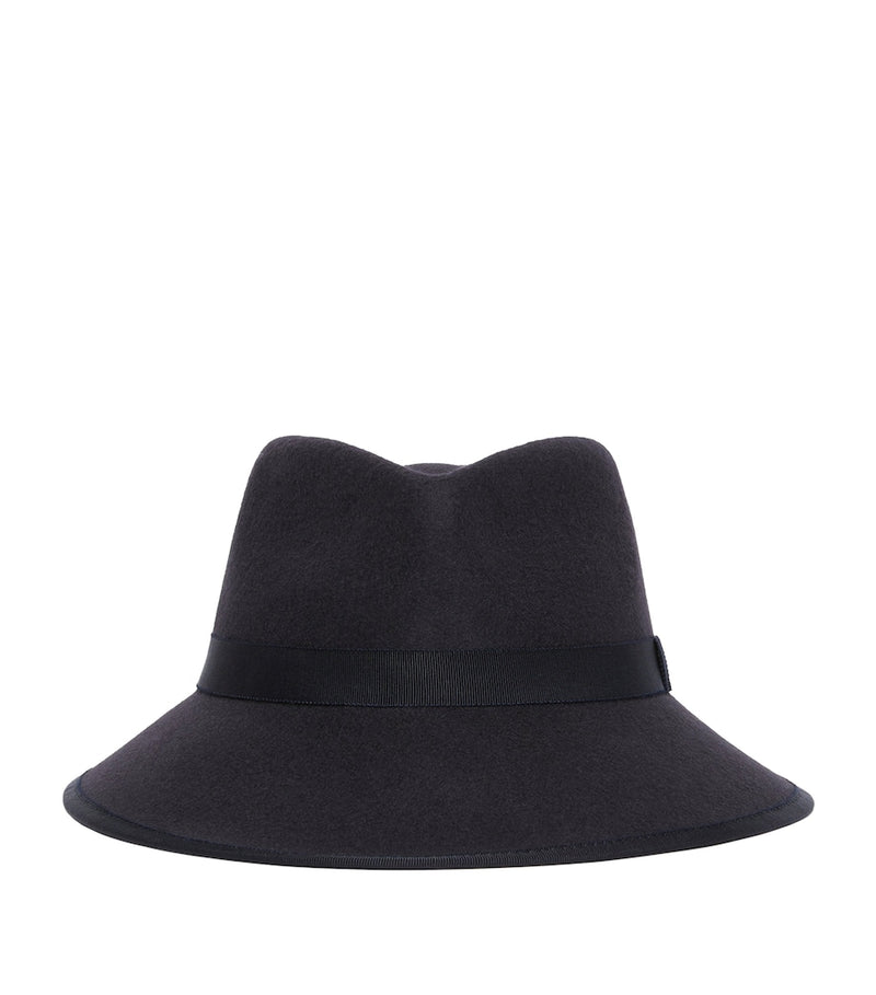 Max Mara wool felt trilby hat with grosgrain ribbon - British product