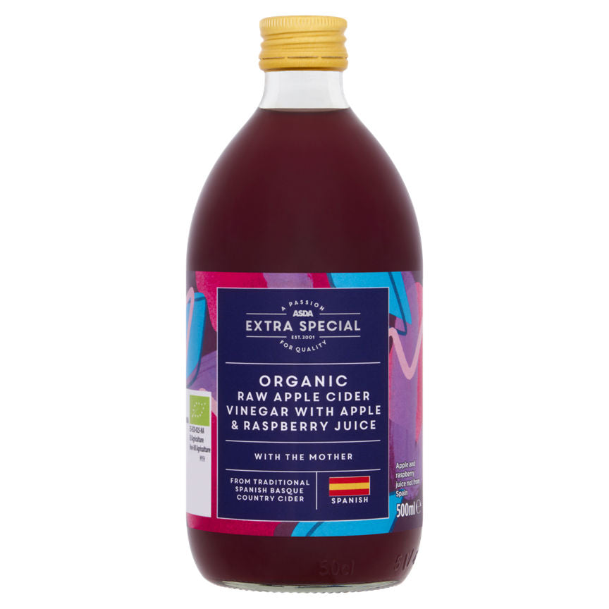 ASDA Extra Special Organic Raw Apple Cider Vinegar with Apple & Raspberry Juice 500ml GOODS ASDA   