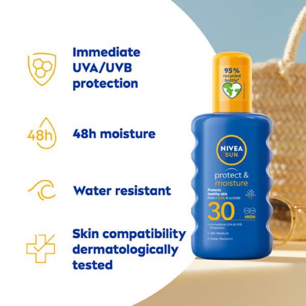 NIVEA SUN Suncream Spray Protect & Moisture SPF30 200ml GOODS Superdrug   