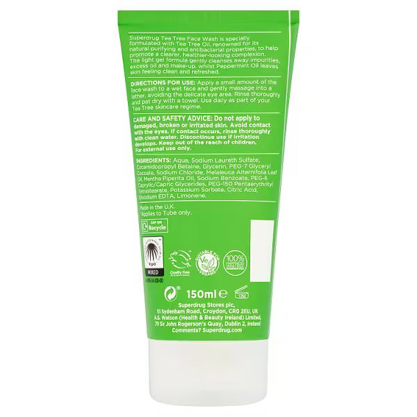Tea Tree Face Wash 150ml bottle (British brand)