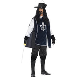 Smiffys Musketeer Male Costume with Top, Hat, Navy Gloves, Boot Covers, Beard & Tash