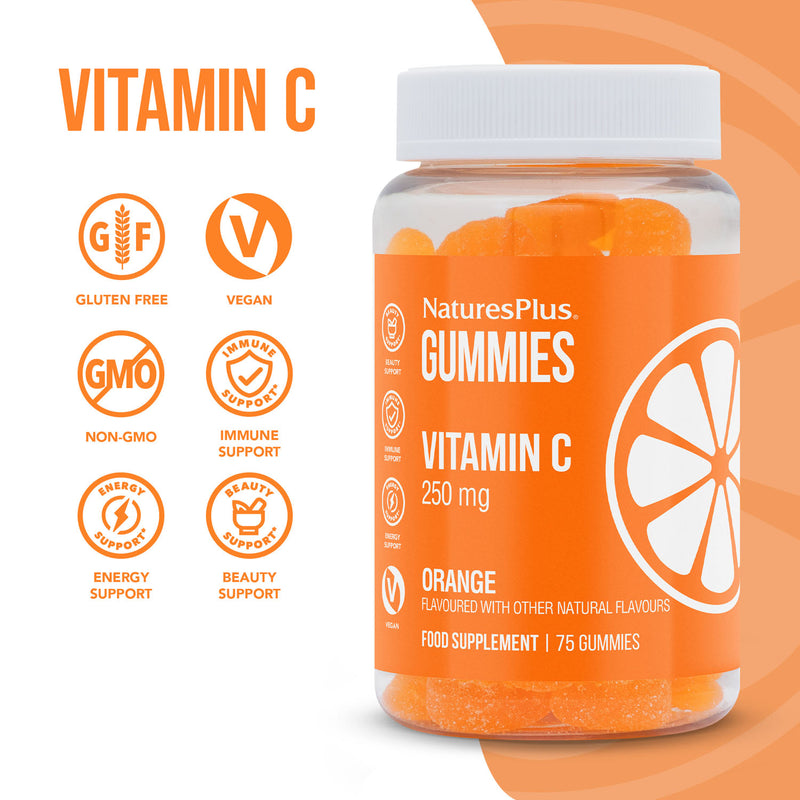 NaturesPlus Vitamin C gummies 250 mg orange (British brand)