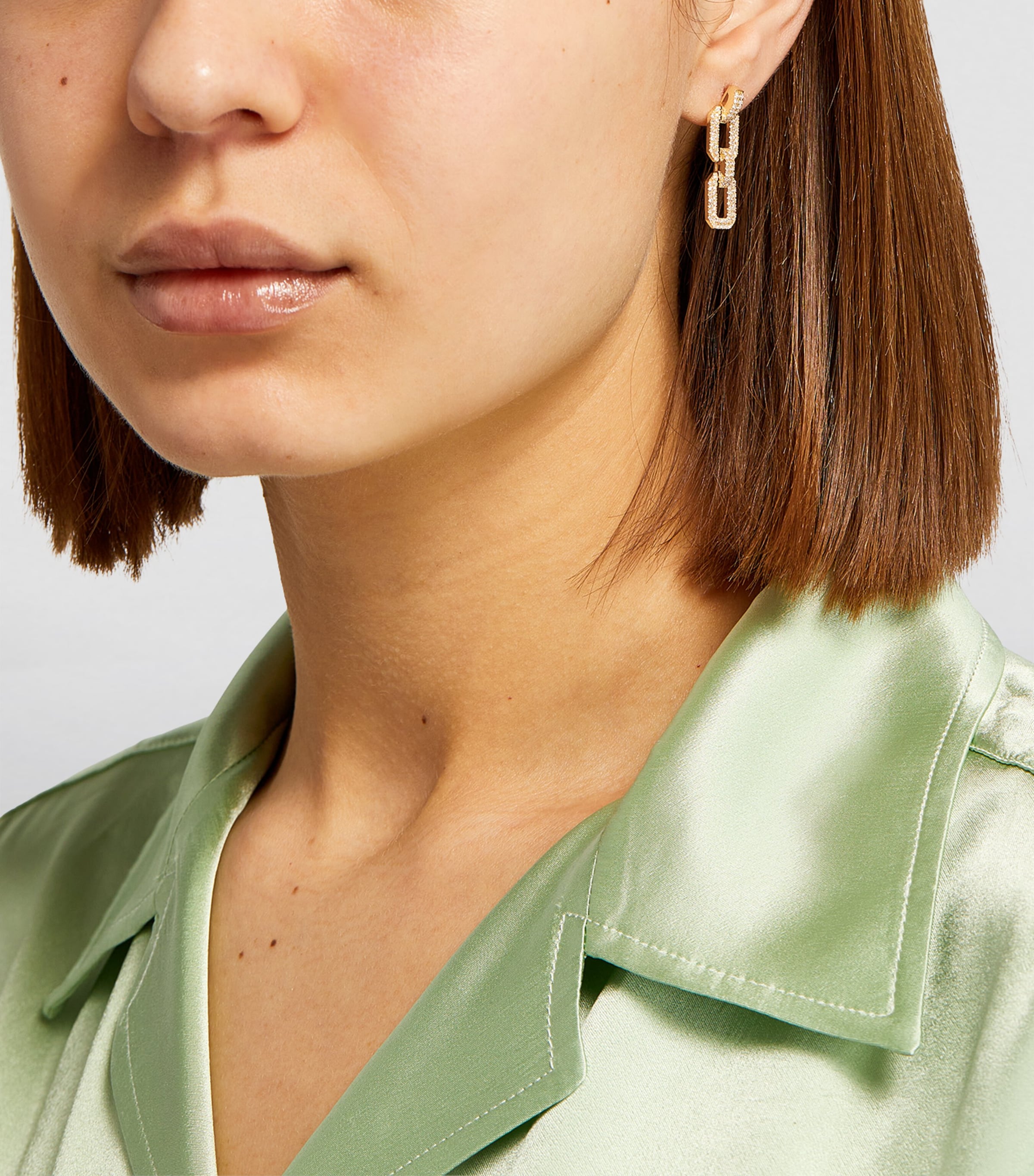 SHAY yellow gold diamond Deco chain earrings, UK version