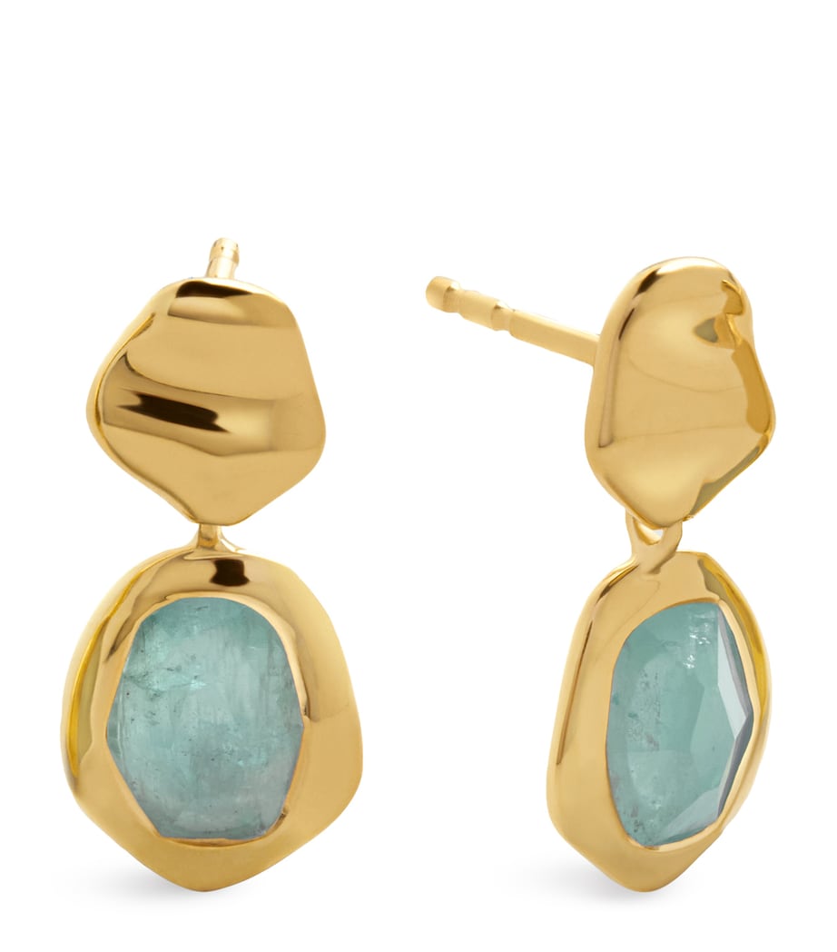 Monica Vinader small gold vermeil aquamarine drop earrings - British product