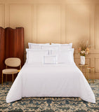 Yves Delorme Super King organic cotton percale flat sheet with striped design (British brand)