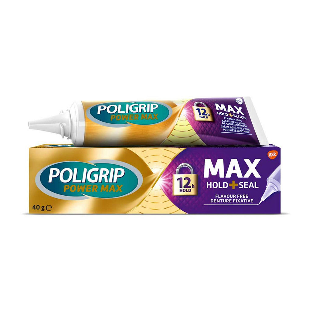 Poligrip Denture Adhesive, Max Hold and Seal Denture Adhesive Cream, 40g