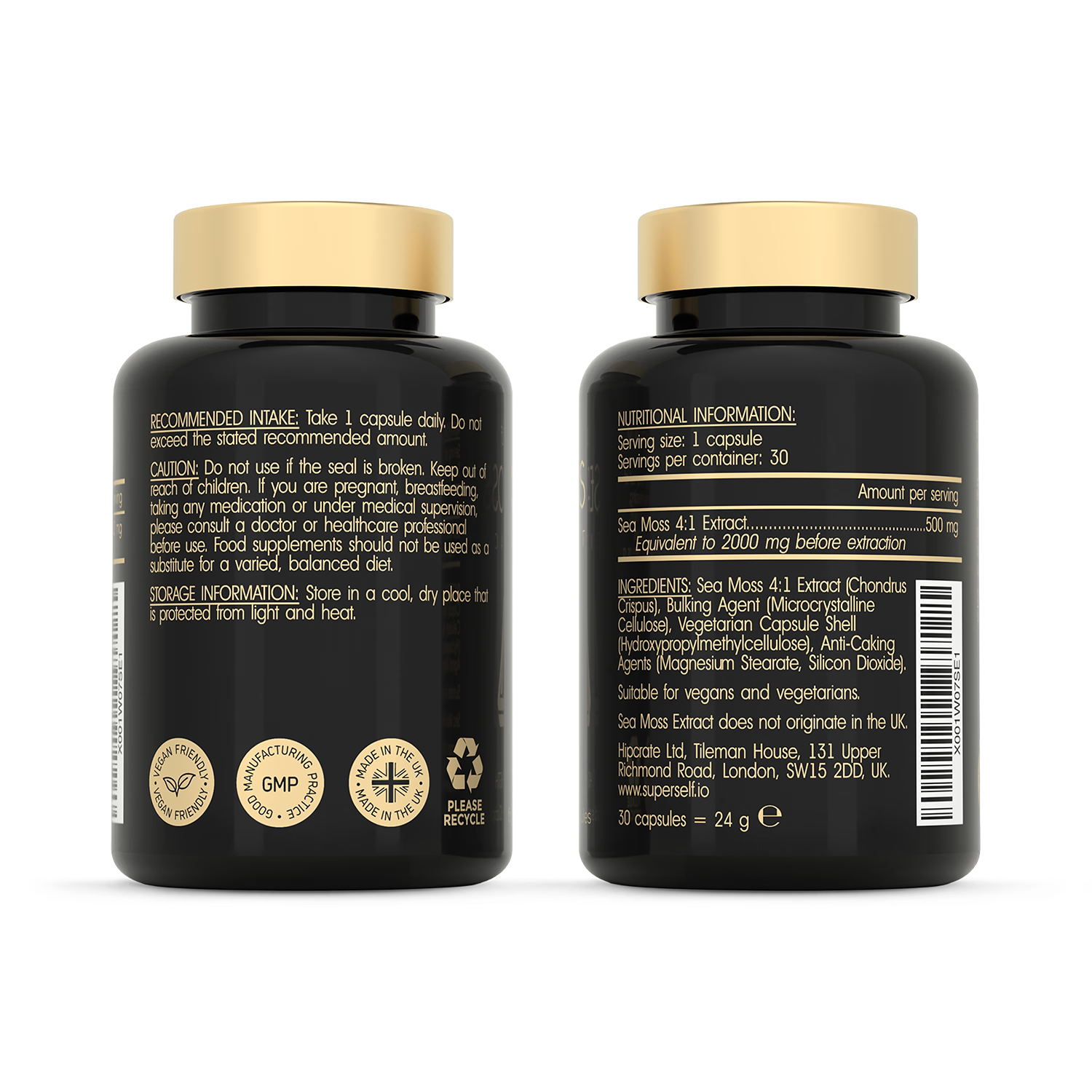 SuperSelf sea moss wildcrafted North Atlantic capsules 30 count - British product