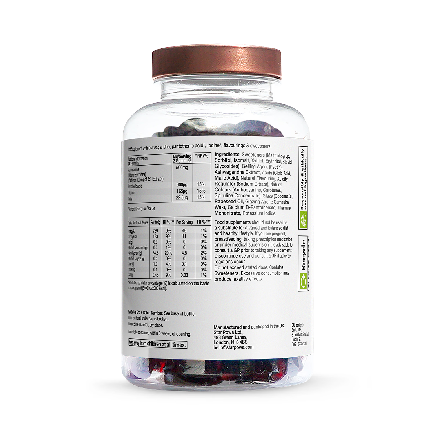 Starpowa Ashwagandha gummies 500mg 60 pack (British brand)