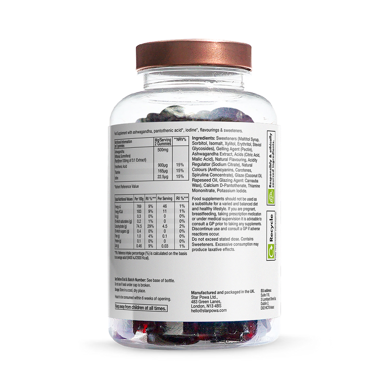 Starpowa Ashwagandha gummies 500mg 60 pack (British brand)