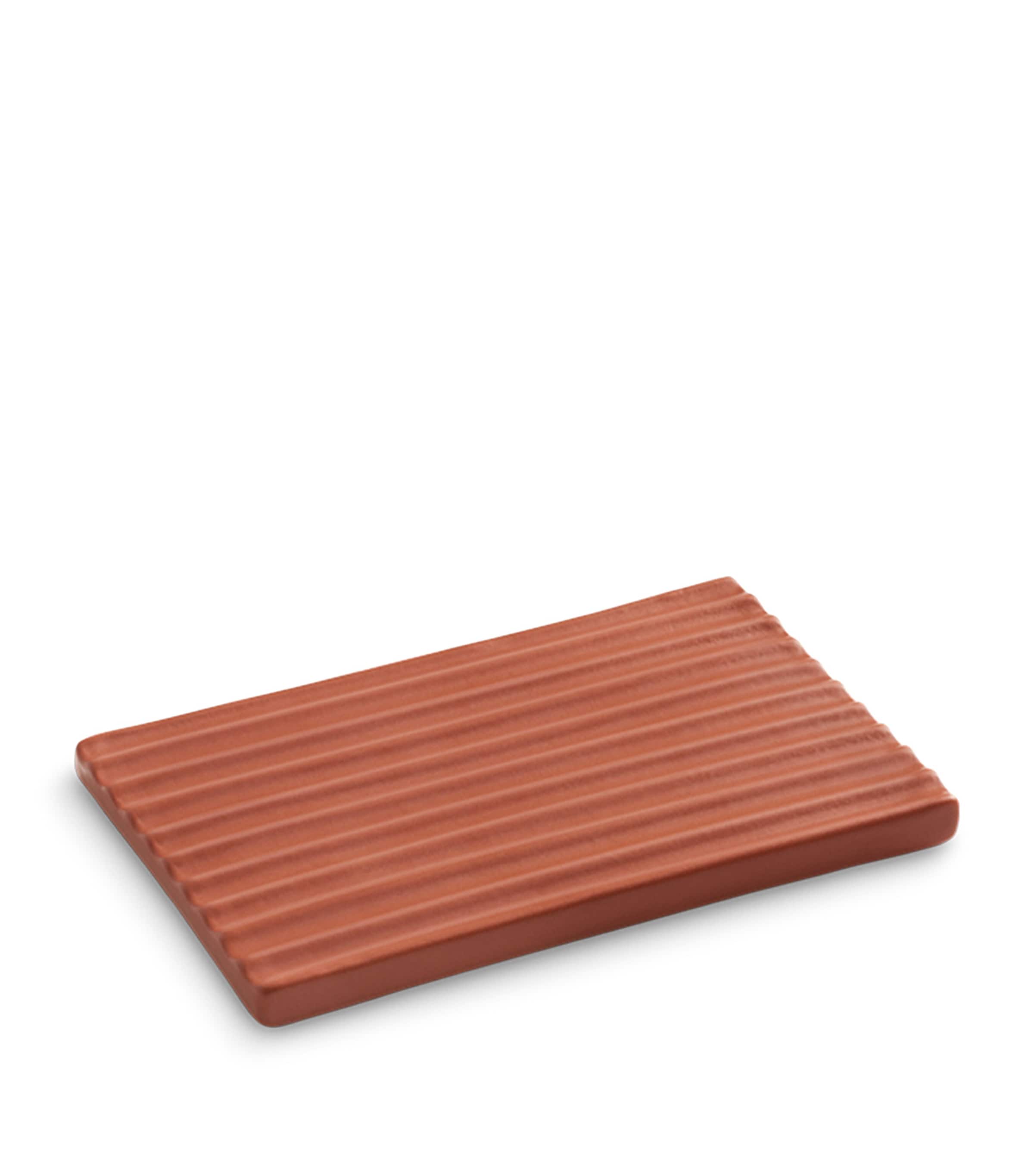 LOEWE terracotta soap dish with ribbed design and Anagram motif, UK version