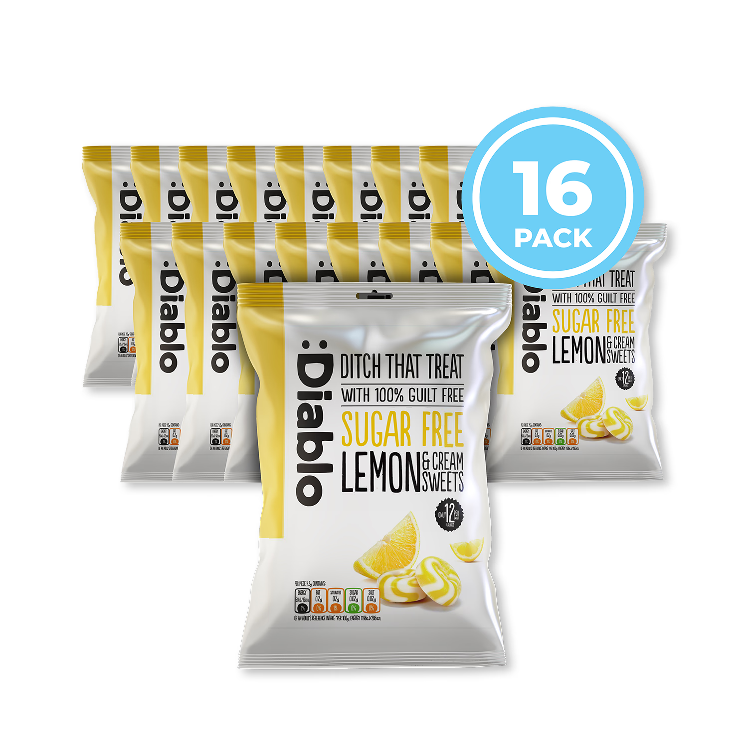 Diablo sugar free lemon and cream sweets 75g, UK version
