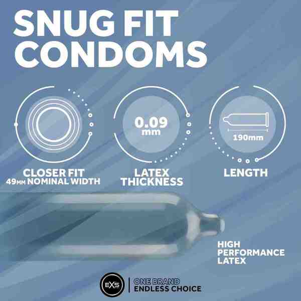 EXS Snug Fit 49mm condoms 56 pack - British product