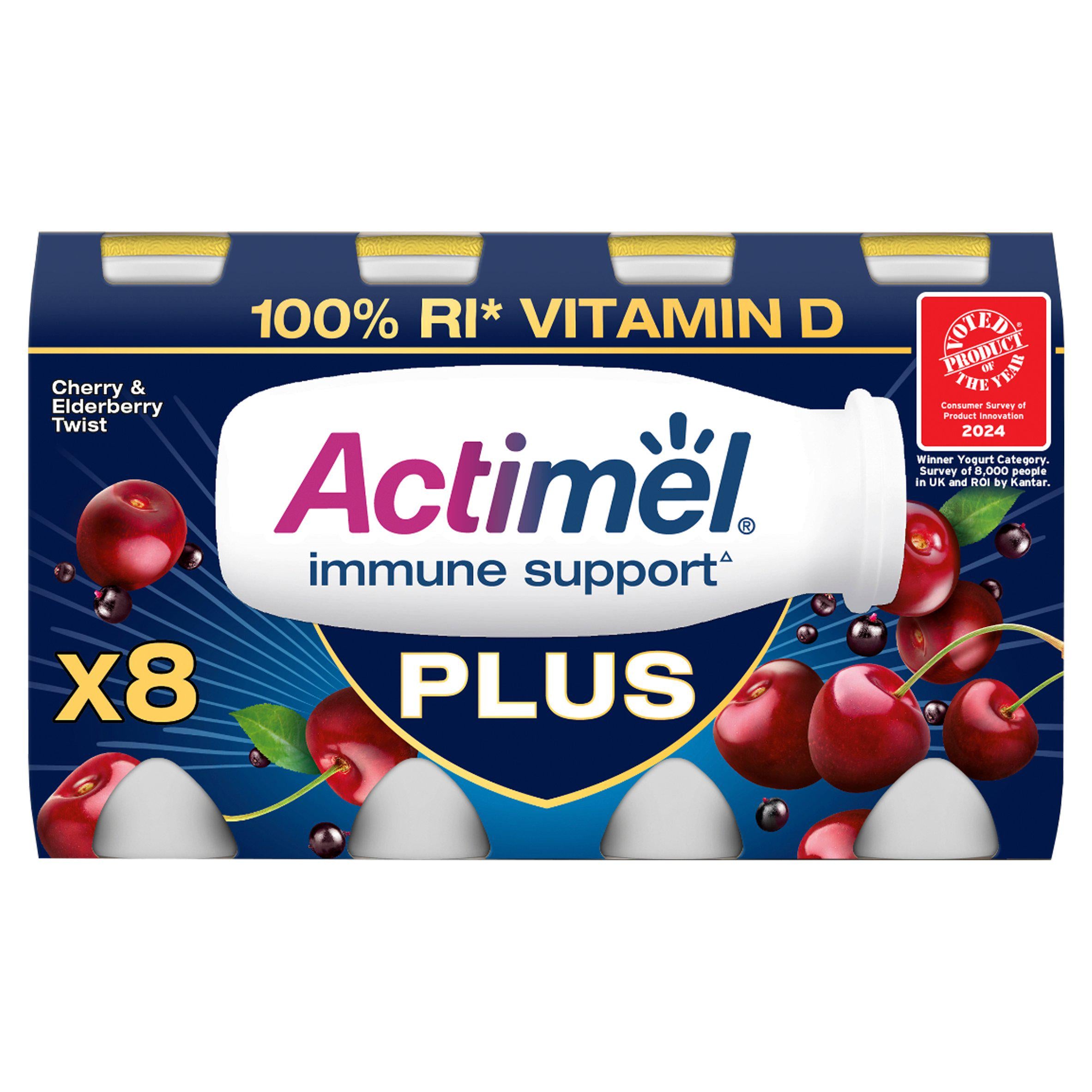 Actimel Plus Cherry & Elderberry Twist 8x100g GOODS Sainsburys   