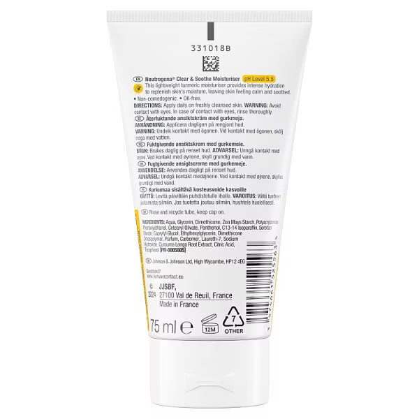 Neutrogena Clear and Soothe moisturiser 75ml, imported from the UK