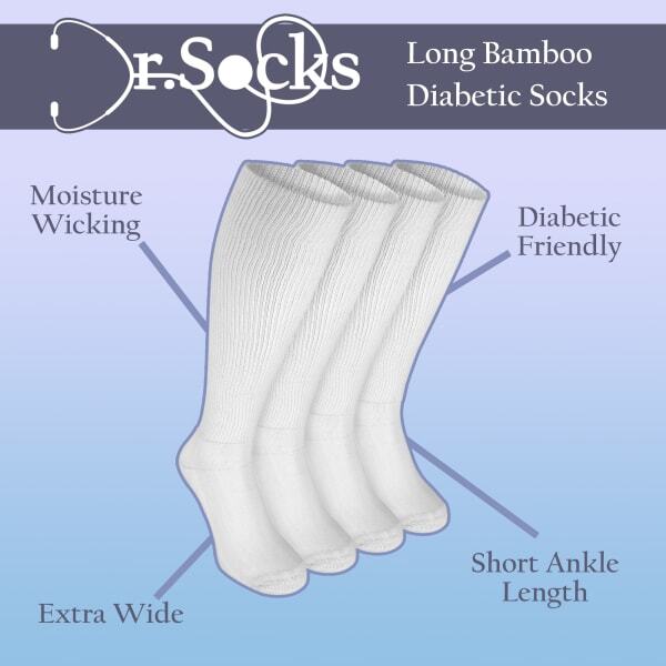 Dr.Socks bamboo knee high diabetic socks 4-pack, imported from the UK