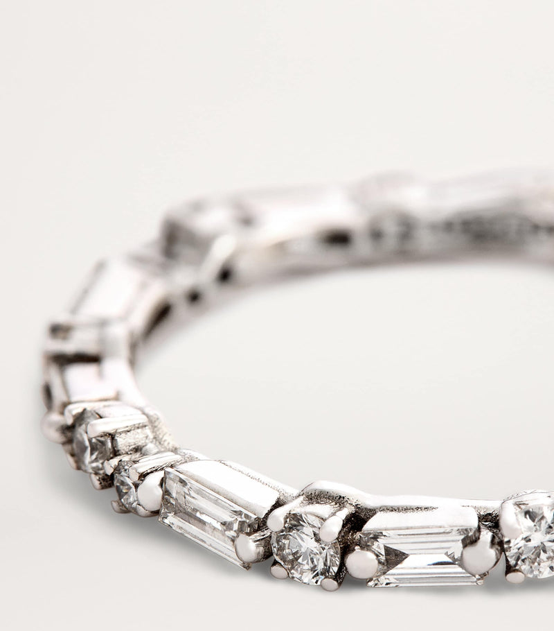 Suzanne Kalan white gold diamond Thin Mix ring, imported from the UK