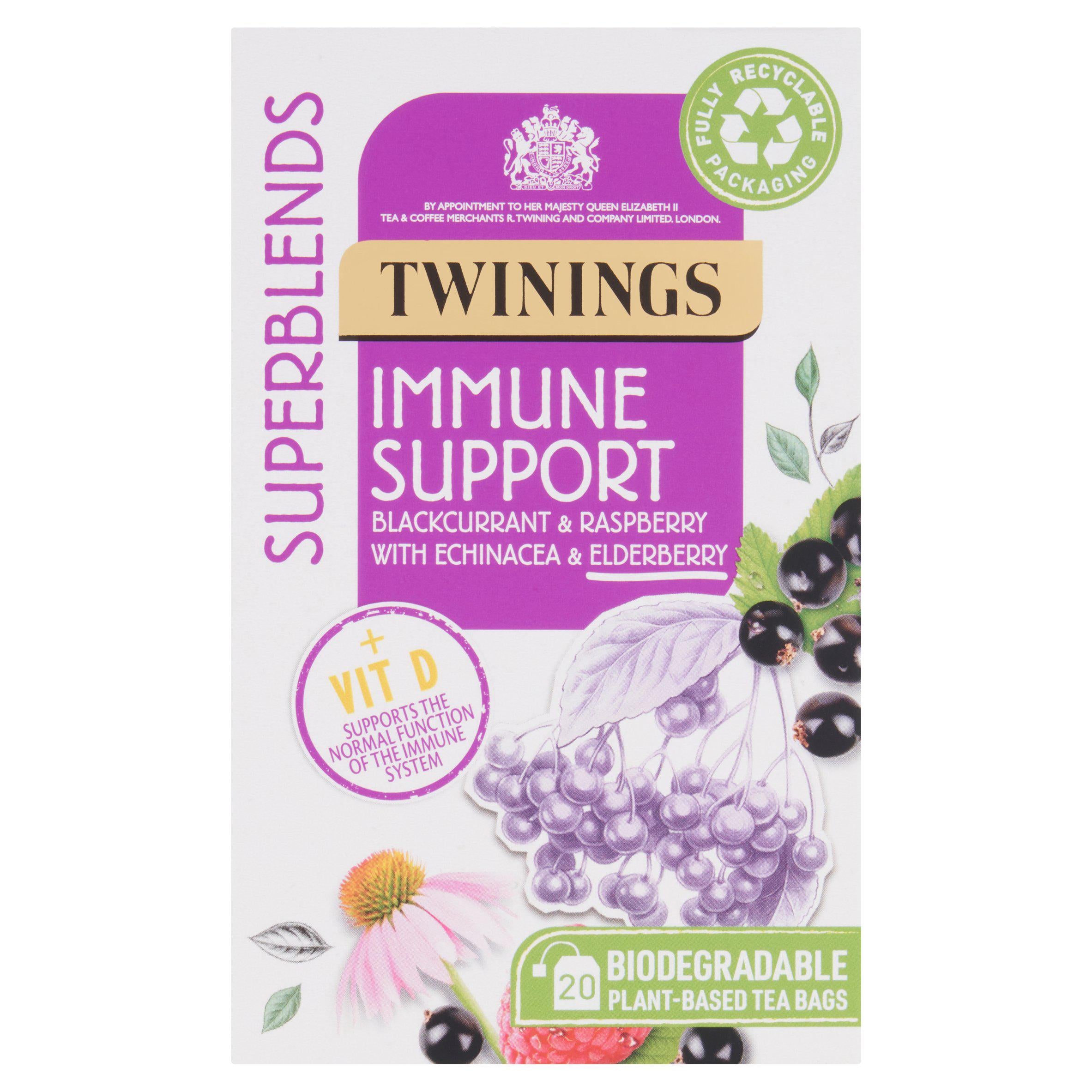 Twinings Superblends Immune Support Blackcurrant & Raspberry Tea Bags x20 40g All tea Sainsburys   