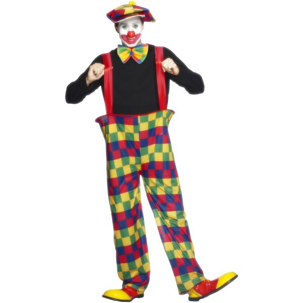 Smiffys hooped clown costume with trousers hat and bow-tie, UK version