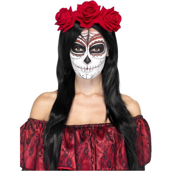 Smiffys Day of the Dead headband red roses (British brand)