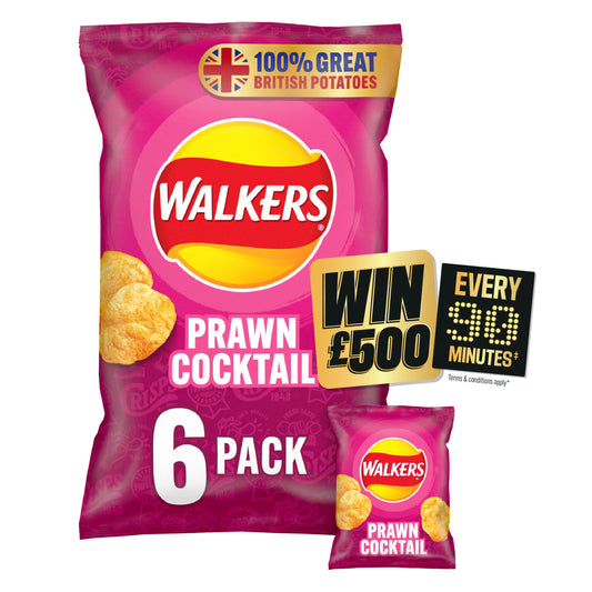 Walkers Prawn Cocktail Multipack Crisps 6x25g 4-9 packs Sainsburys   