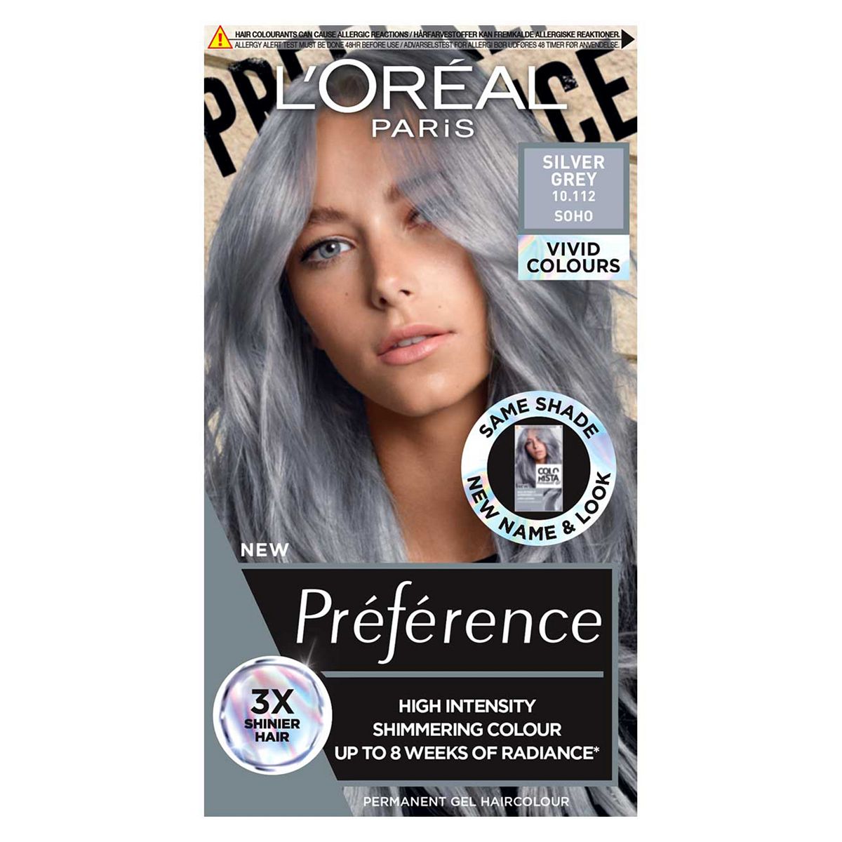 L'Oreal Paris Preference Vivids Permanent Hair Dye, Intense Luminous Colour, Silver Grey 10.11