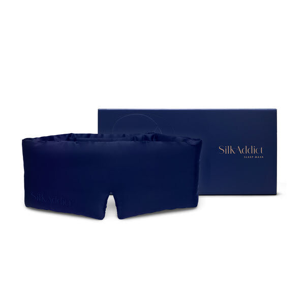Silk Addict mulberry silk sleep mask navy, UK version
