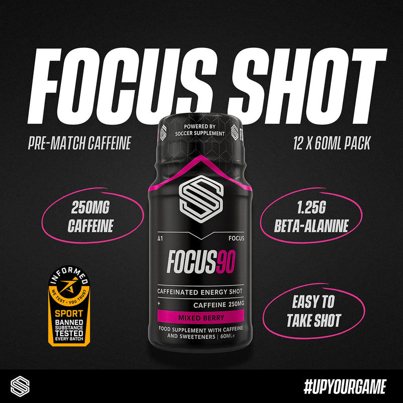 Focus90 energy shots 250mg caffeine 12 pack, imported from the UK