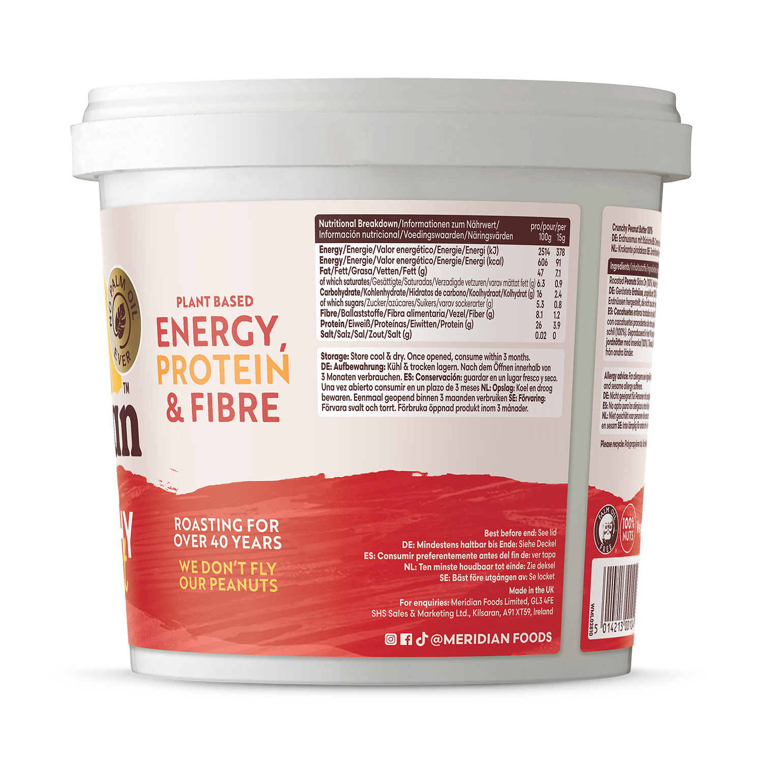 Meridian natural crunchy peanut butter 1kg, imported from the UK
