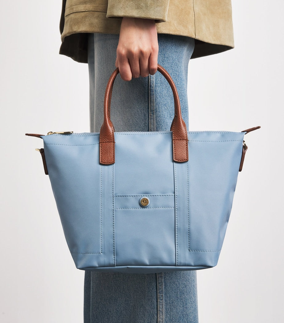 Harrods nylon tote bag with leather trims, imported from the UK