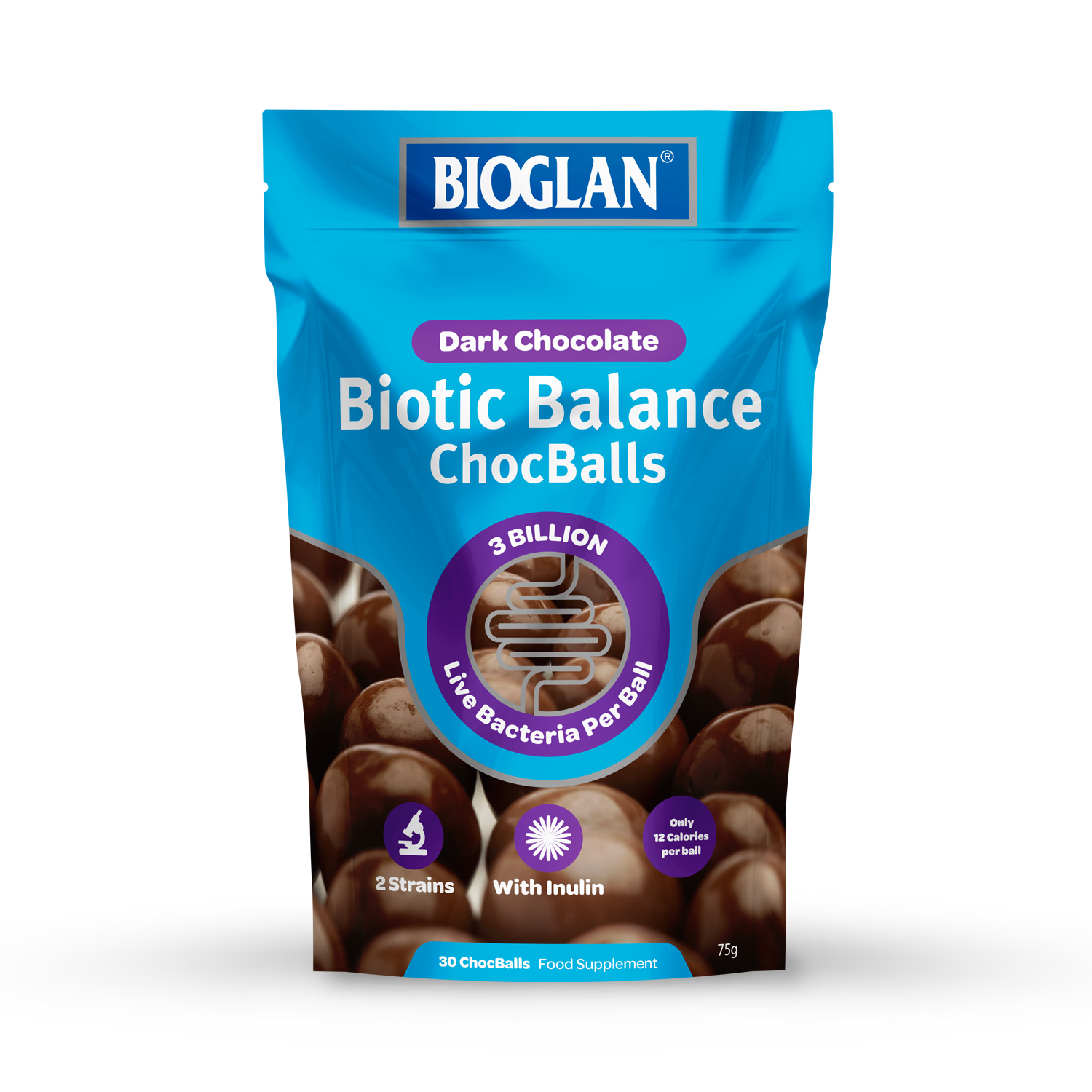 Bioglan probiotic chocolate balls dark flavour 75g - British product