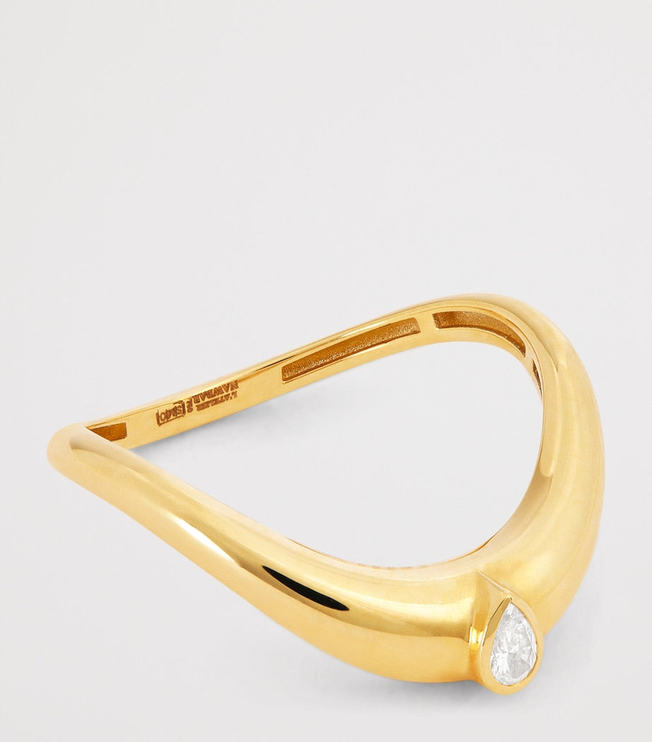 L'Atelier Nawbar yellow gold diamond stackable ring (British brand)