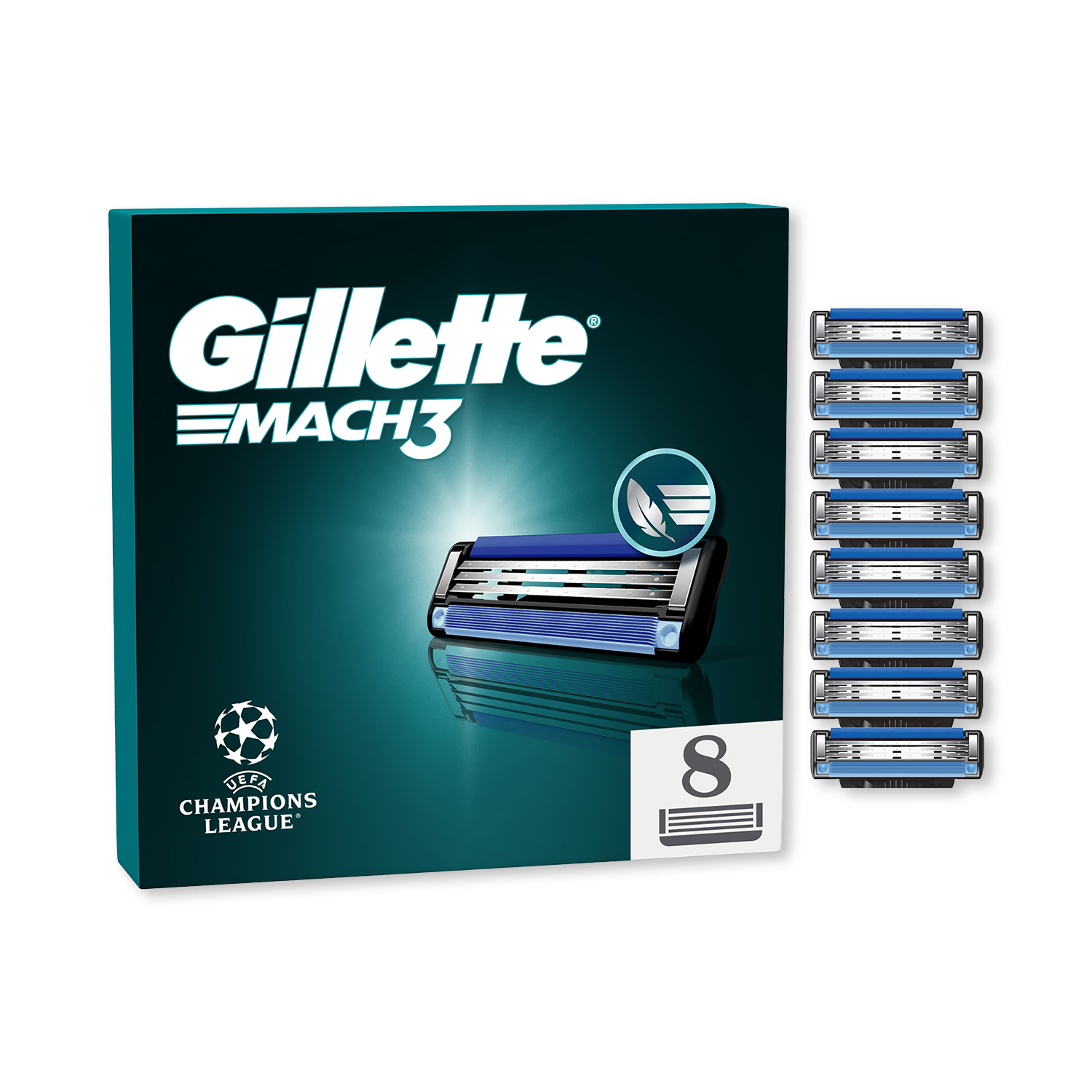 Gillette Mach3 razor blade refills 8 count - British product