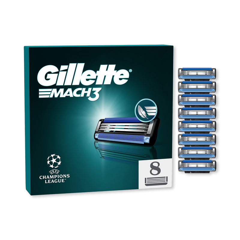 Gillette Mach3 razor blade refills 8 count - British product