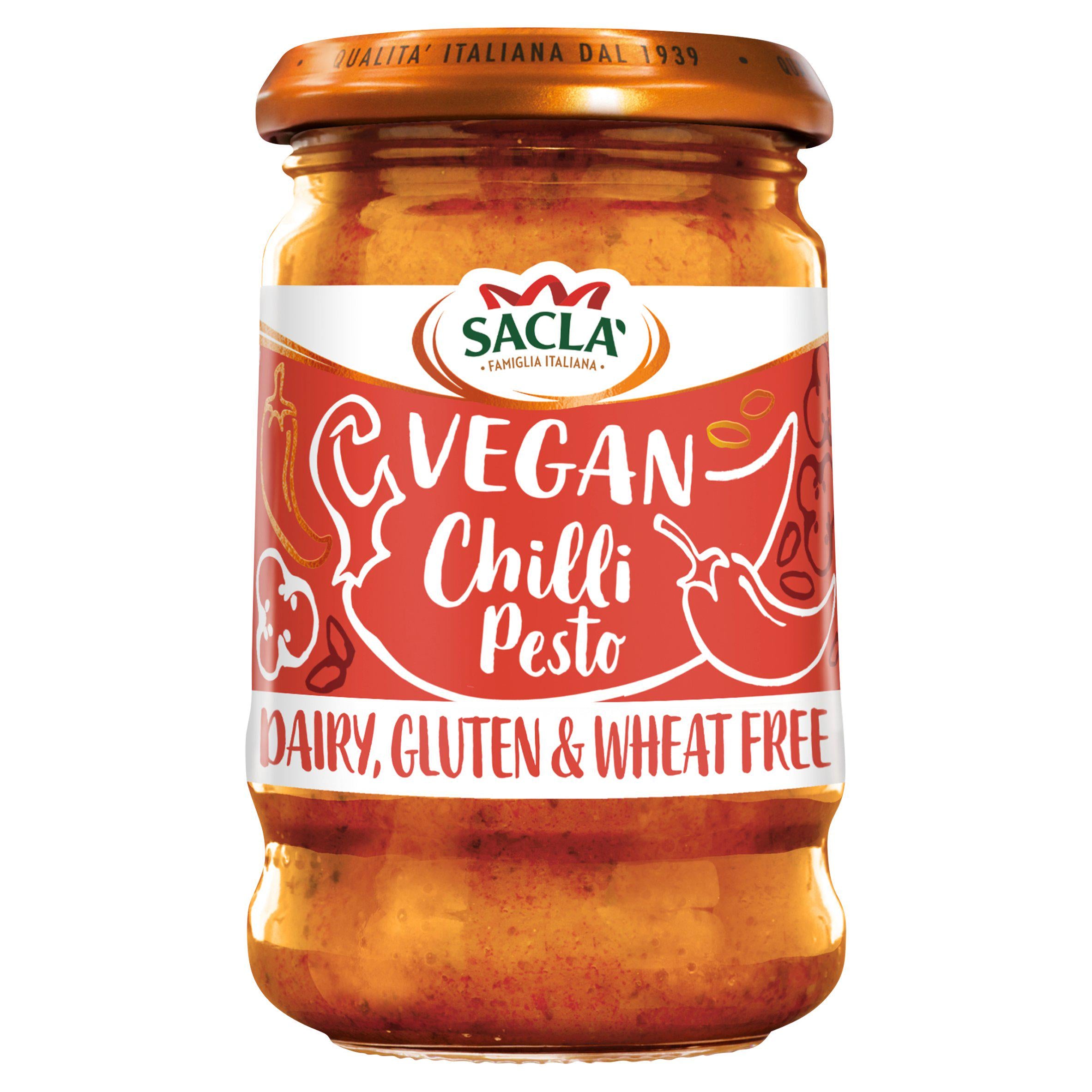 Sacla Vegan Chili Pesto 190g Cooking sauces & meal kits Sainsburys   