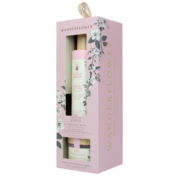 Wanderflower Cherry Blossom and Rice Milk bath gift set (British brand)