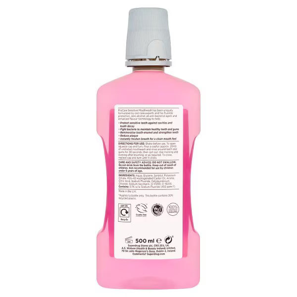 Superdrug ProCare Sensitive Mouthwash 500ml (British brand)