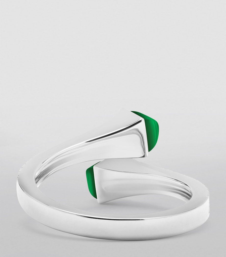 Marli New York white gold diamond green agate Cleo ring - British product