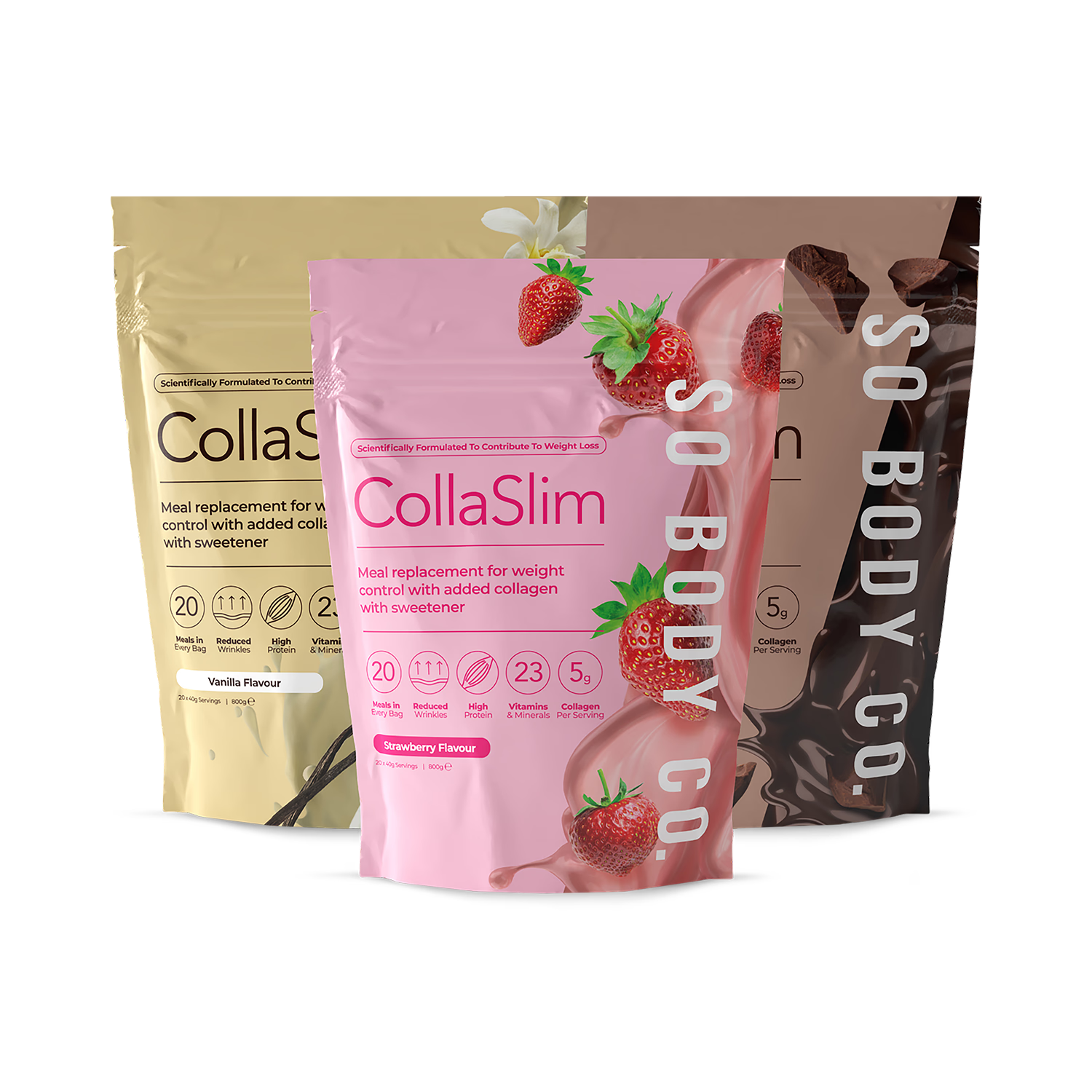 So Body Co CollaSlim chocolate shake 40g pack, imported from the UK
