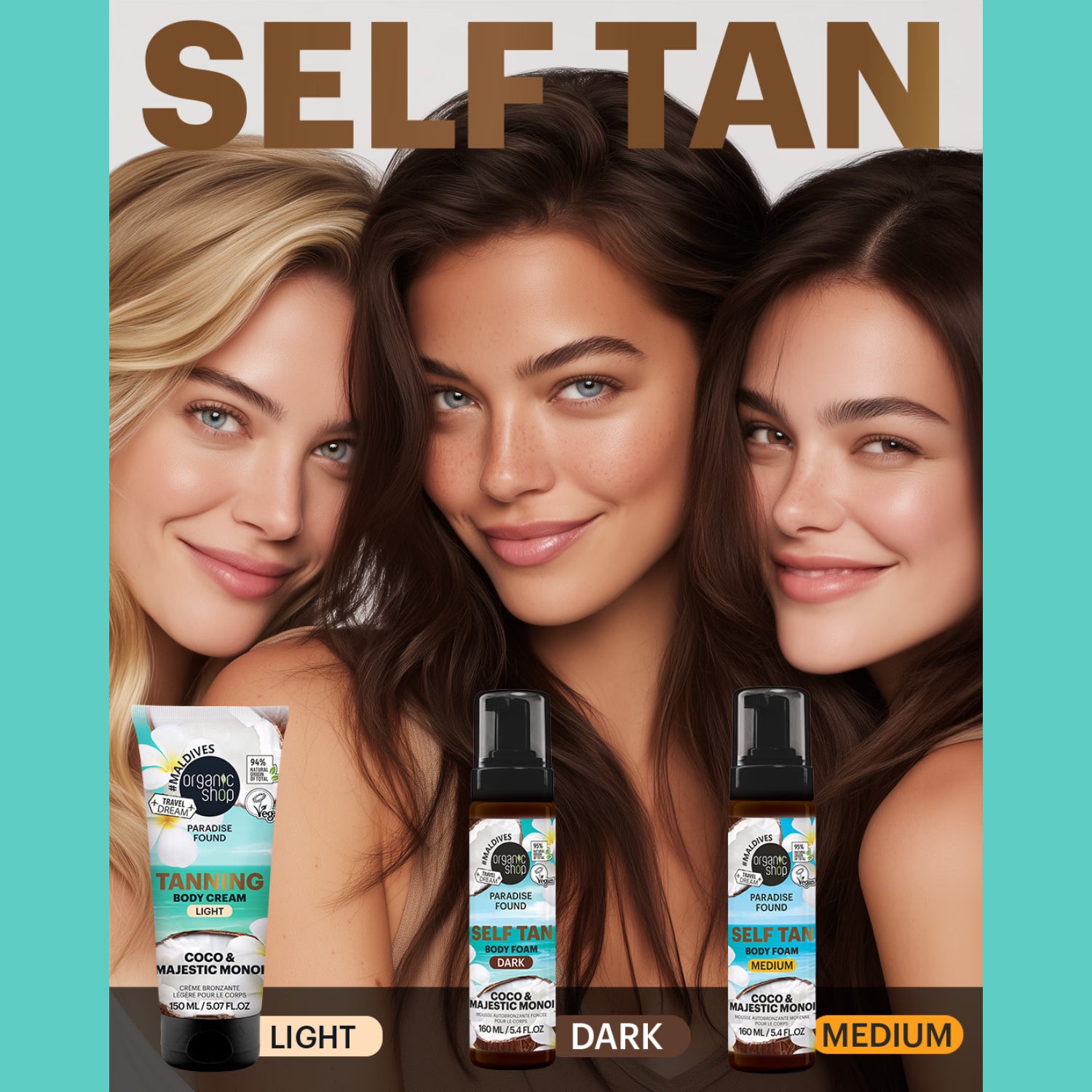 Organic Shop self tan body foam medium 160ml (British brand)