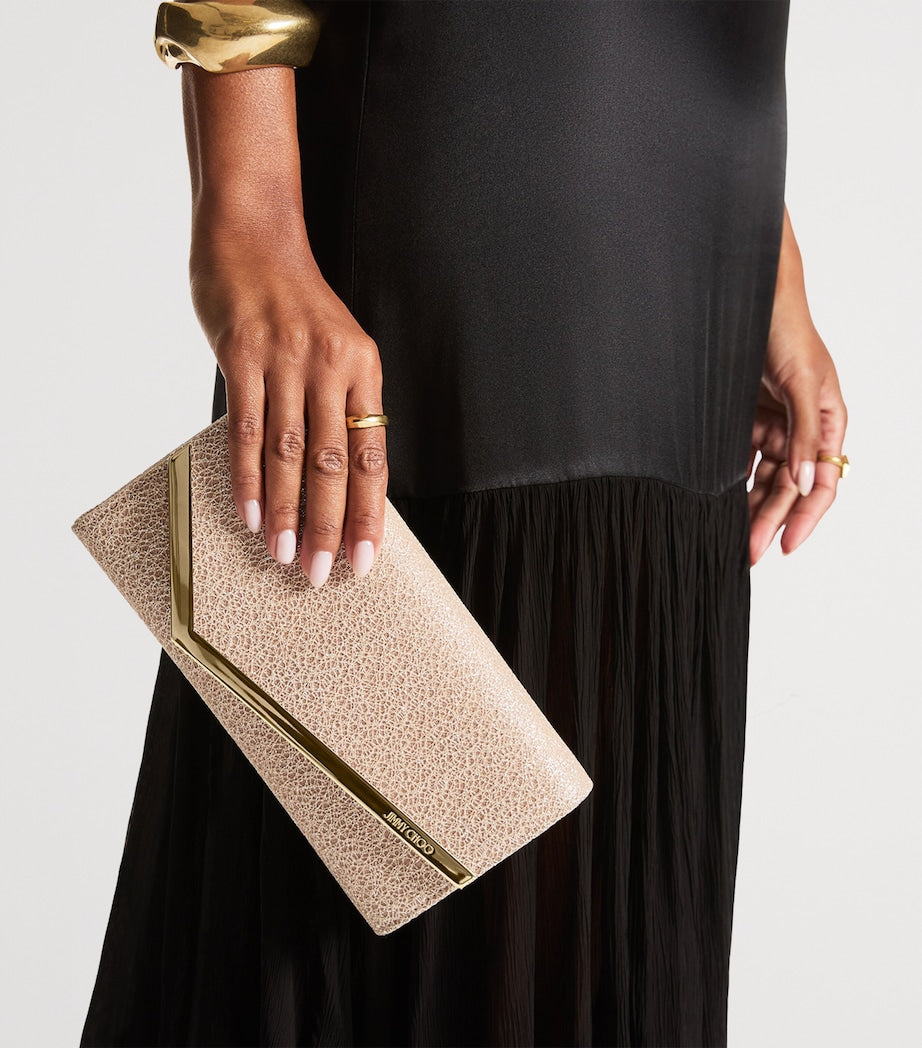 Jimmy Choo Emmie metallic clutch bag, imported from the UK