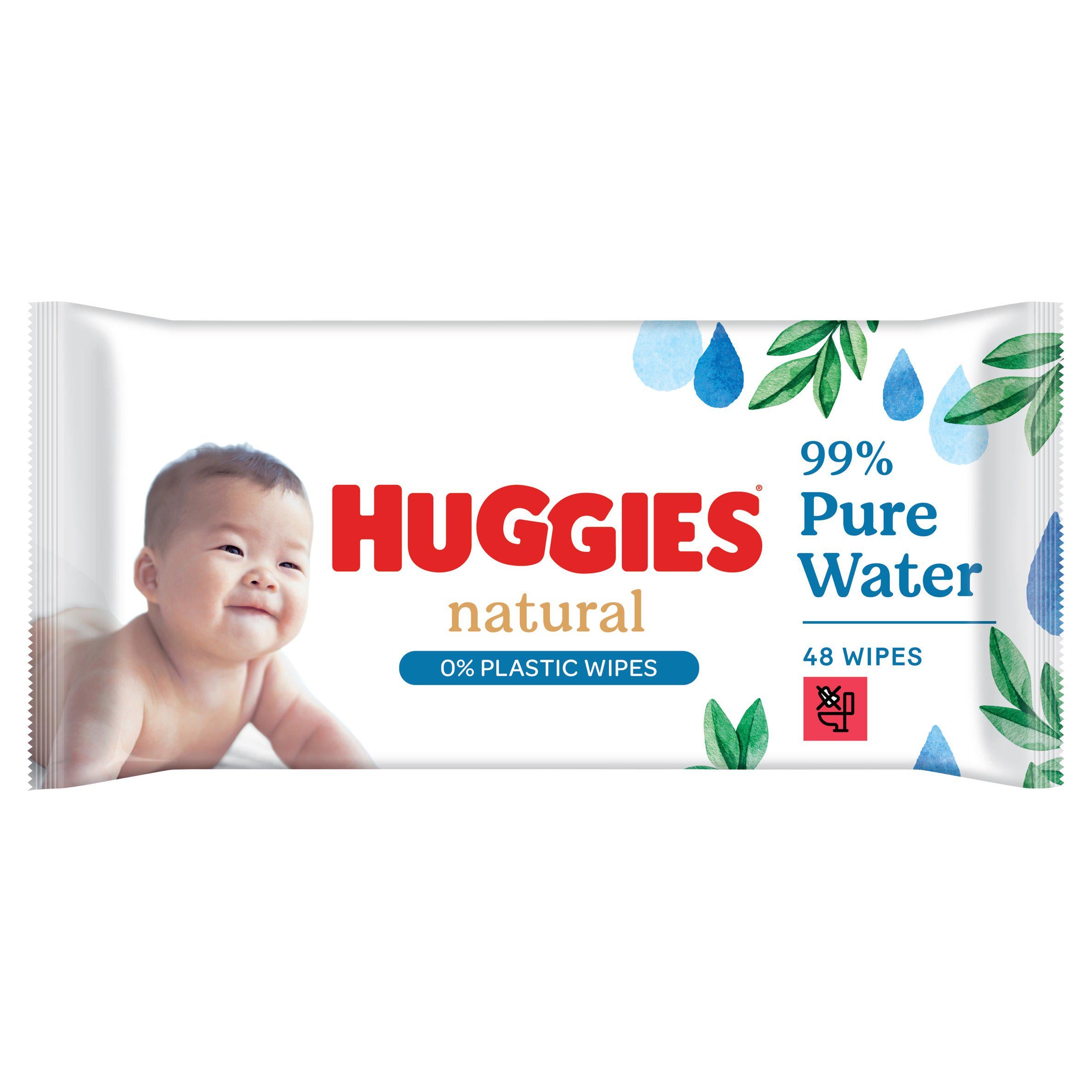 Huggies Natural Biodegradable Single Baby Wipes x48 baby wipes Sainsburys   