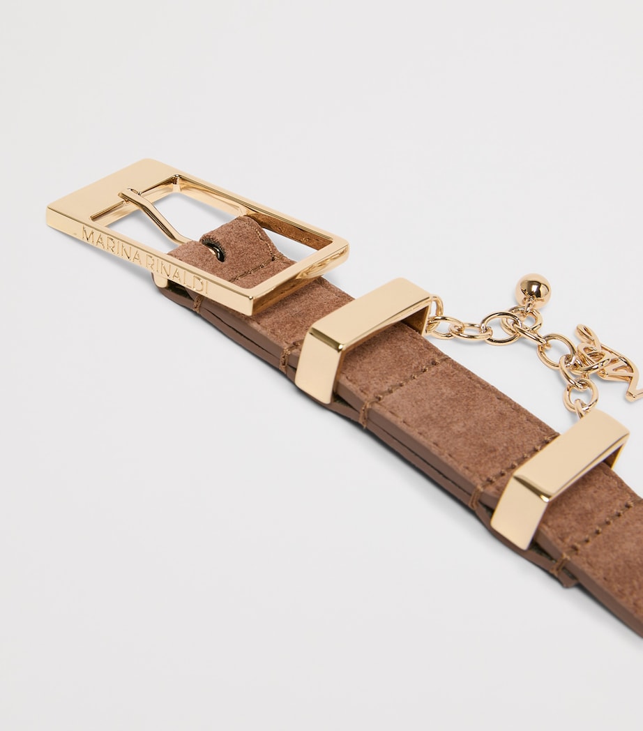 Marina Rinaldi suede logo chain belt, UK version