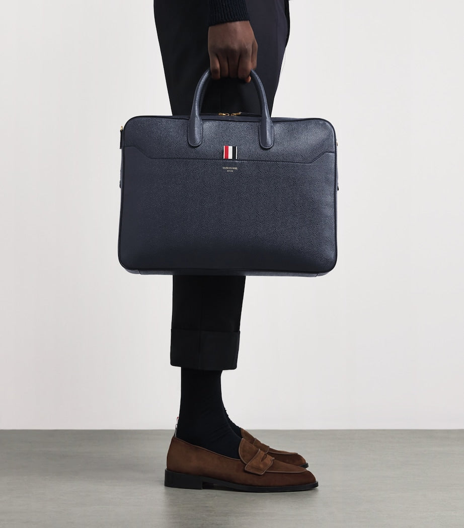 Thom Browne grey leather business bag, imported from the UK
