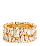 Suzanne Kalan yellow gold and mixed diamond tech ring jackets, size 8.5 (British brand)