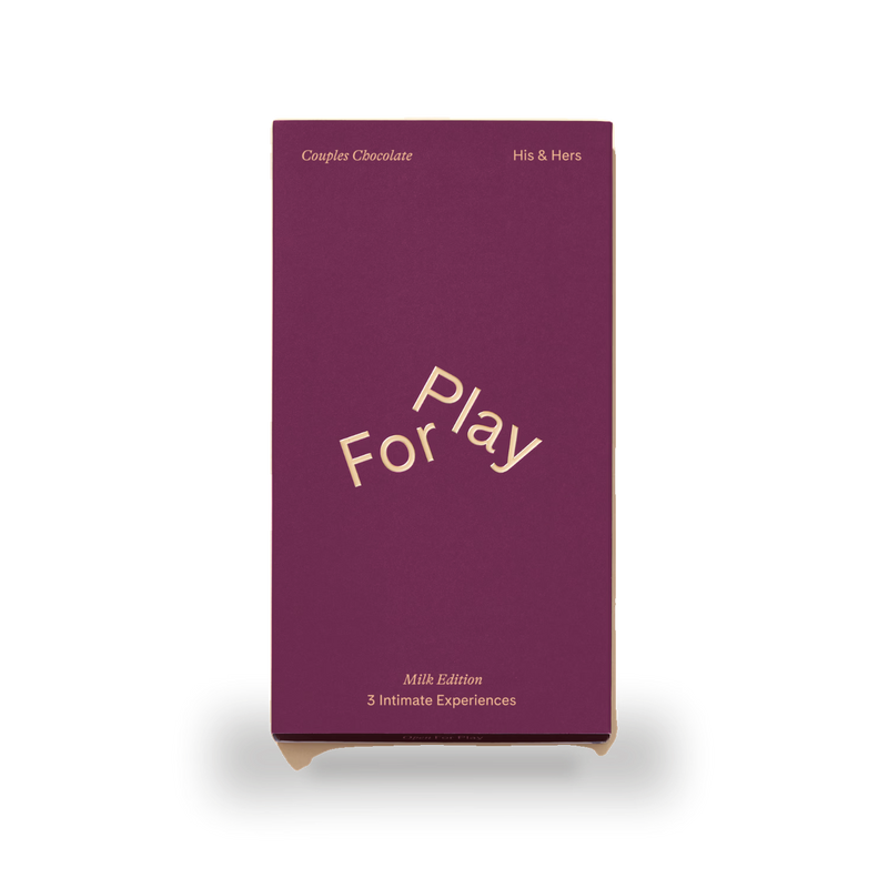 Forplay His & Hers chocolate with adaptogens and cards, imported from the UK