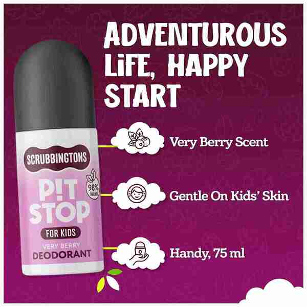Scrubbingtons kids deodorant Pit Stop Berry 75ml twin pack, UK version