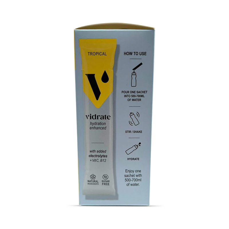 Vidrate tropical hydration sachets 12 pack, imported from the UK