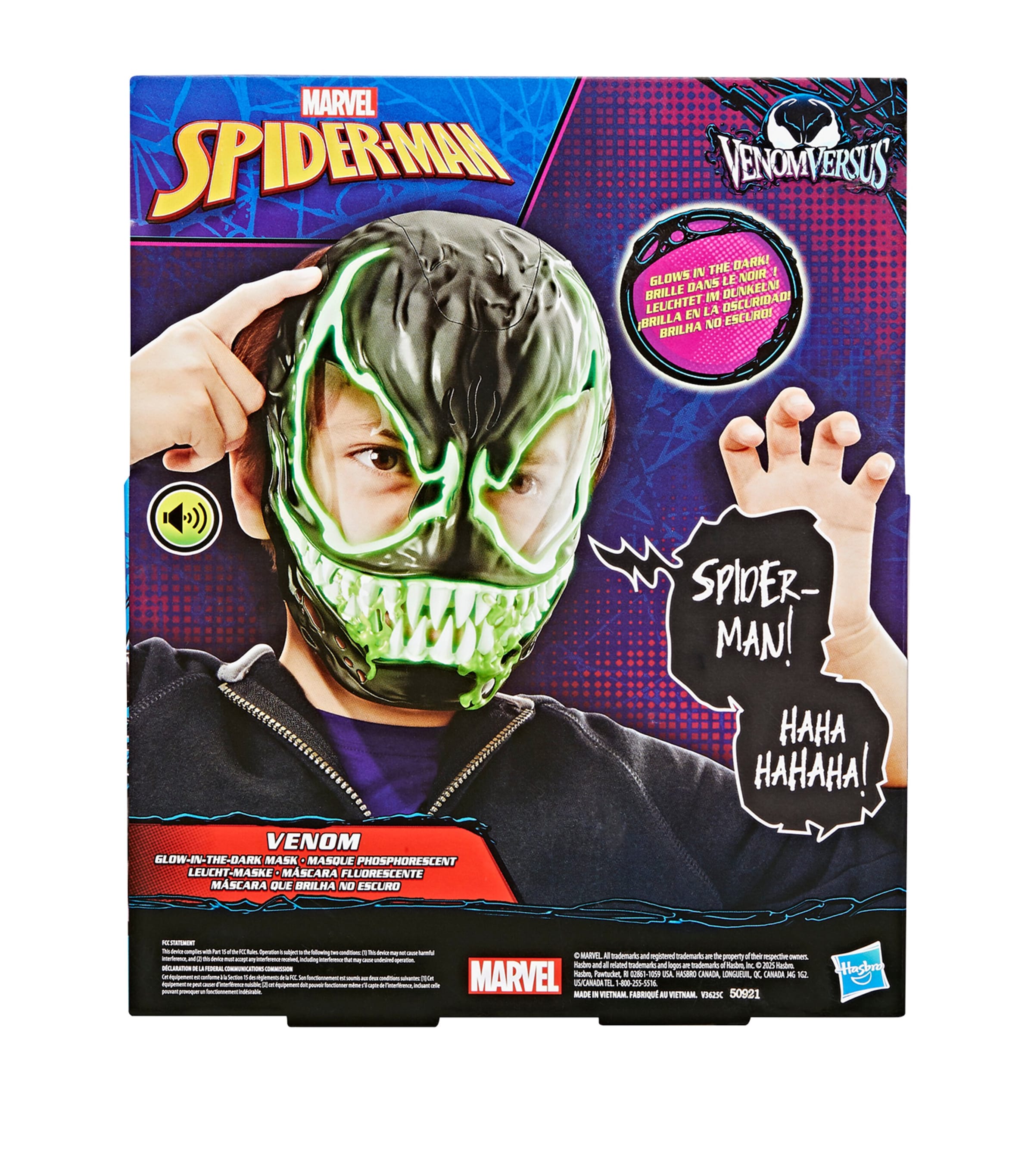 Marvel Spider-Man Venom glow-in-the-dark mask, imported from the UK