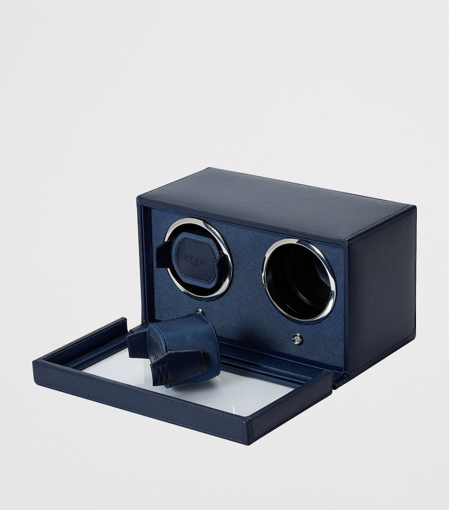 WOLF Cub double watch winder with vegan leather cover - British product